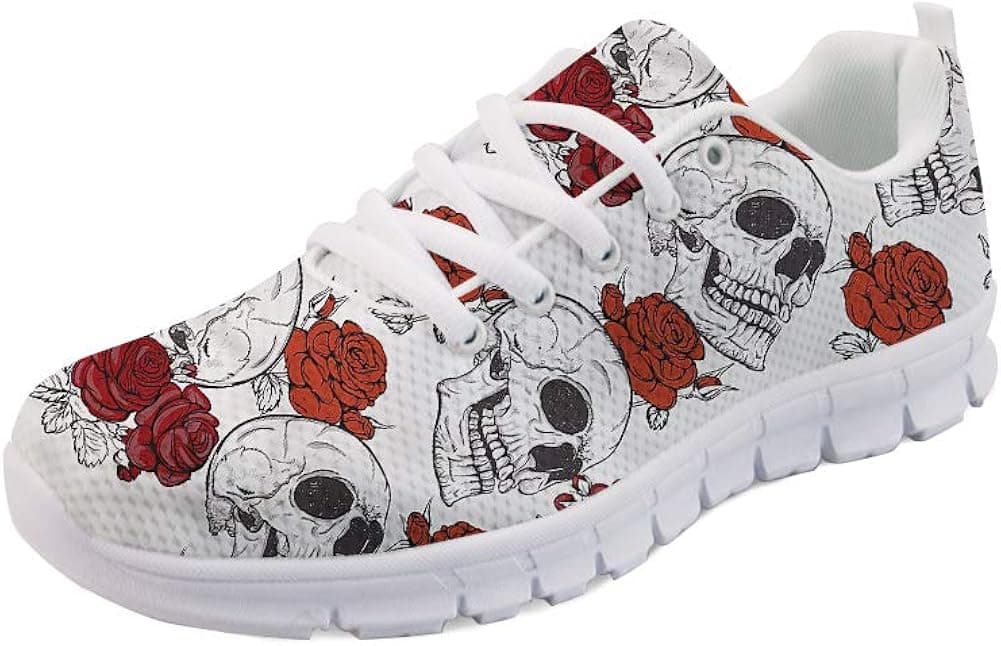 FOR U DESIGNS Vintage Rose Floral Print Women's Fashion Sneaker Comfortable Walking Running Shoes