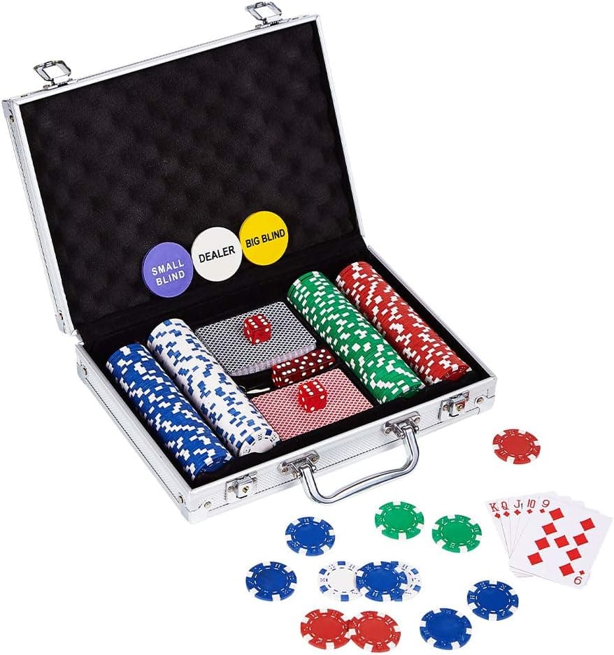 LOCKYOUNG Poker Chips Set, 200PCS/300PCS Poker Chips Set Texas Holdem Blackjack Gambling Chips Aluminum Case