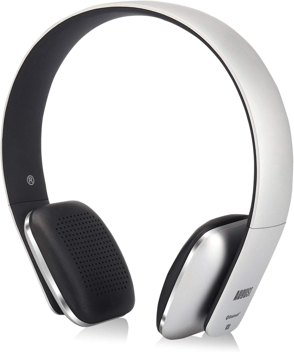 August EP636 Bluetooth Headphones - Wireless On-Ear Headphones with NFC/Headset Microphone - Silver