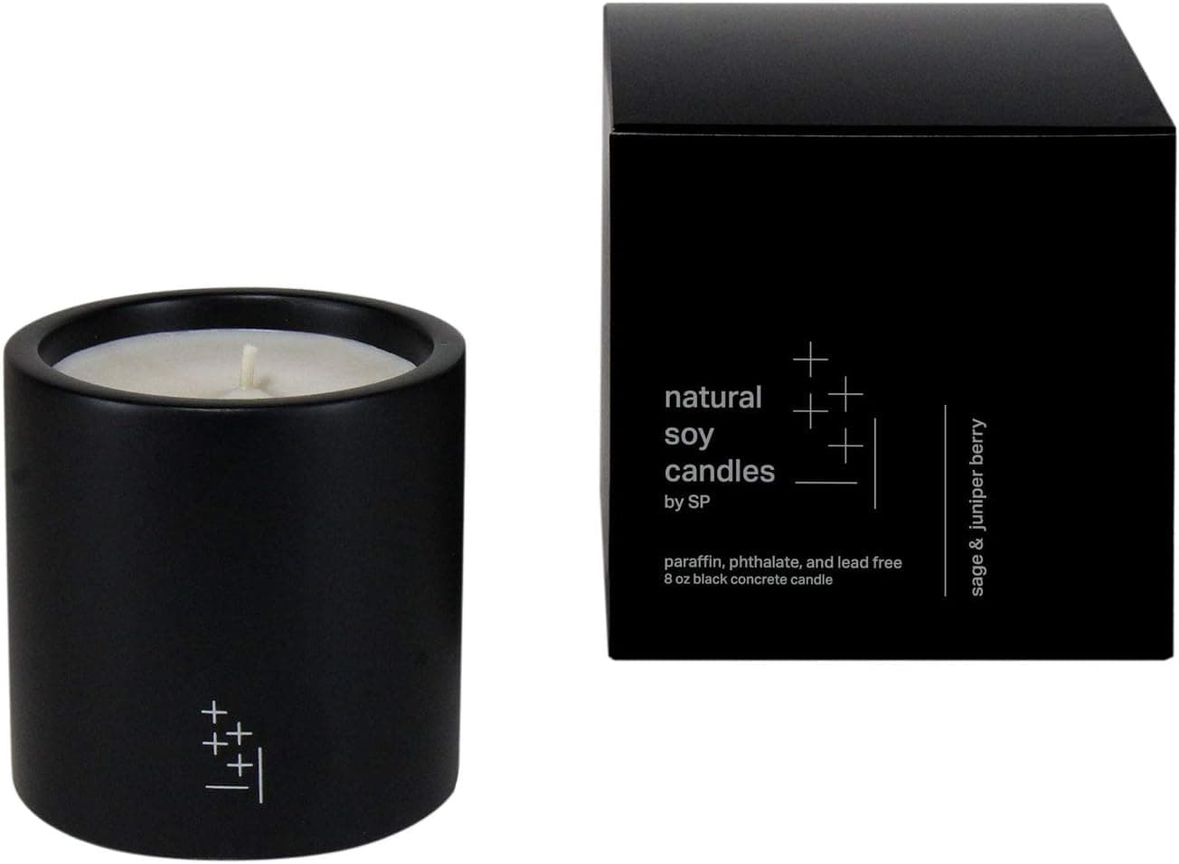 Luxury Scented Soy Wax Candle for Men and Women | Natural and Non-Toxic | Clean, Long Burning | Blend of Eucalyptus, Sage and Juniper Berry | 8 Oz Black Concrete Candle Jar