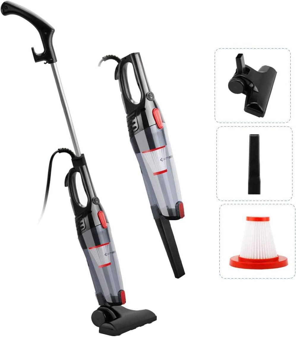 Exmate Vacuum Cleaner Corded Stick Vacuum 2 in 1 Handheld Vacuum, 800W 12KPa Upright Bagless Vac, Ultra Lightweight with HEPA Filter and Crevice Tool, Versatile for Carpet Hard Floor Pet Hair Cleaning