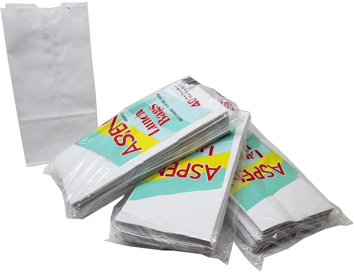 120 ct White Paper Lunch Bag Self Standing Flat Bottom