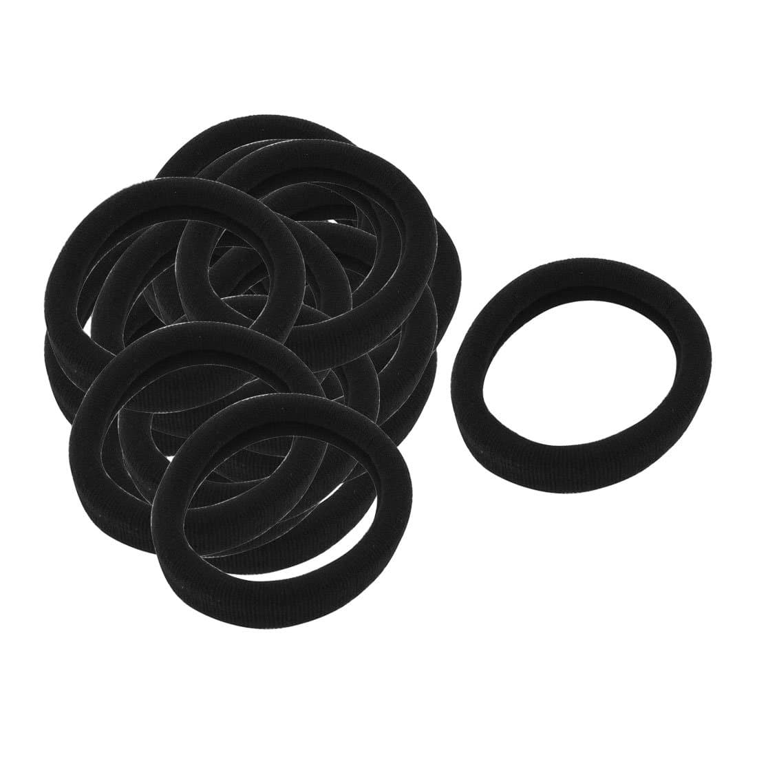 uxcell Nylon Rubber Lady Wrapped Stretchy Hair Ties Bands 20 PCS Black