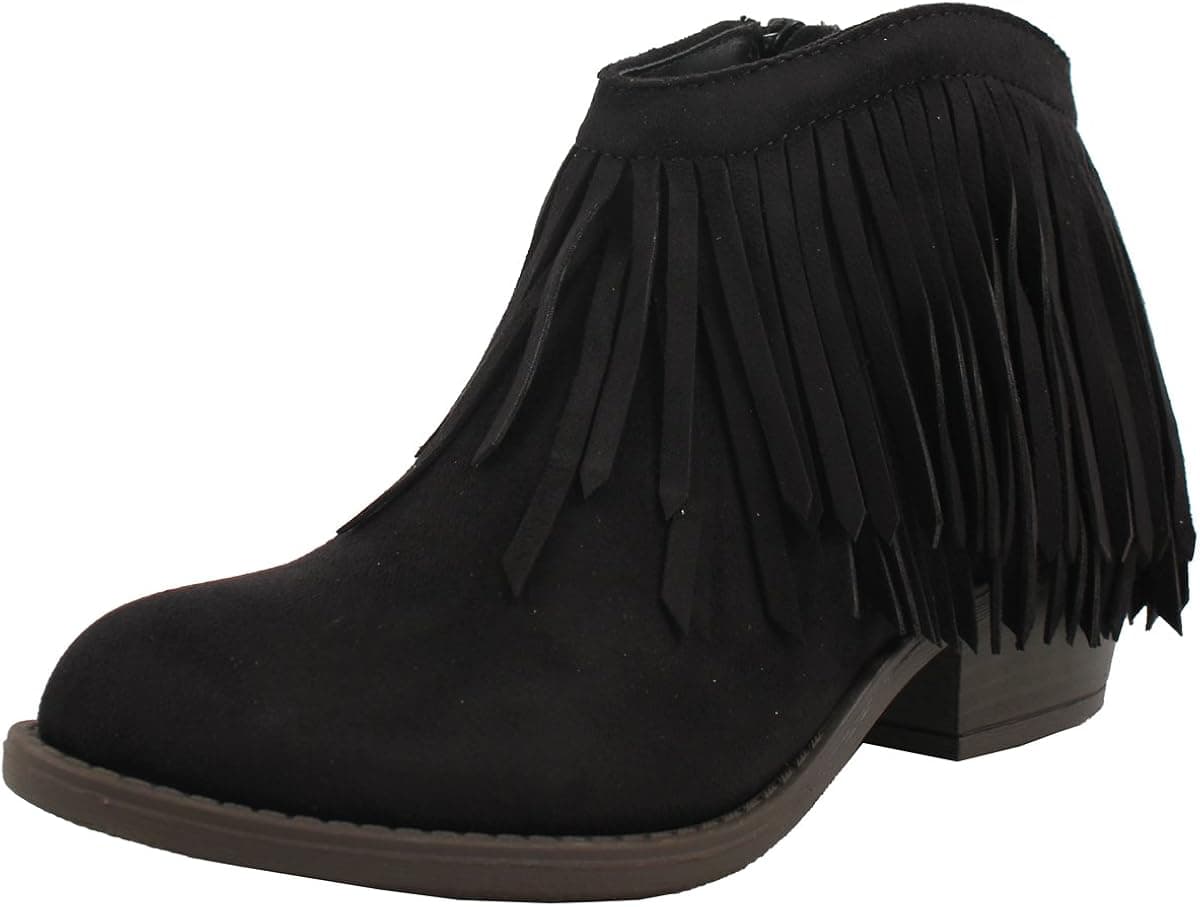 SODA Women's Jervis Faux Suede Double Fringe Moccasin Ankle Boots