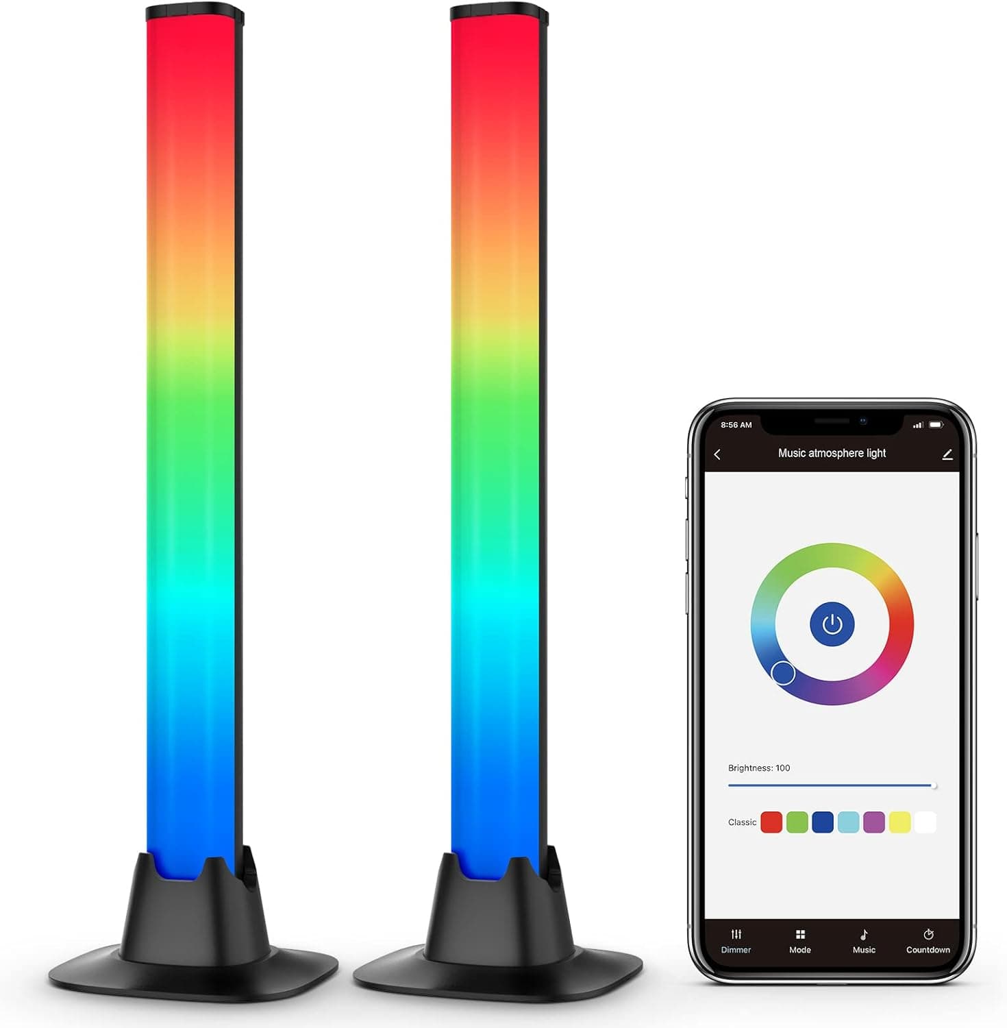 Smart LED Light Bars, Bluetooth Smart Light Bar with 6 Scene Modes and 4 Music Modes, LED Ambient Lighting, Bluetooth APP Control, RGBIC LED Light Bars for PC, TV, Parties, Game Room, Movies Vulaop