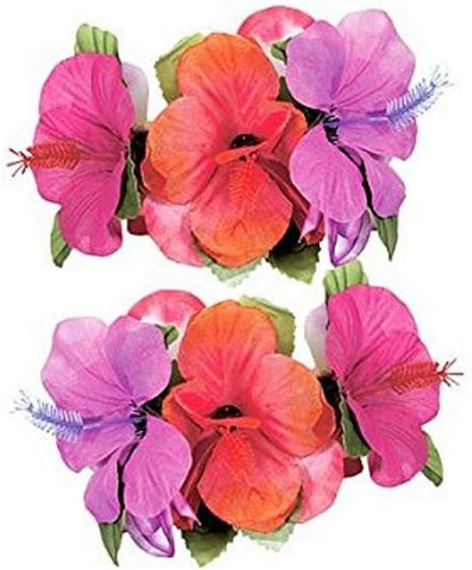 amscan Hawaiian Summer Luau Party Tropical Hair Combs, 2 Pieces, Made from Plastic, Multicolor, 4 1/2" x 2 1/2"