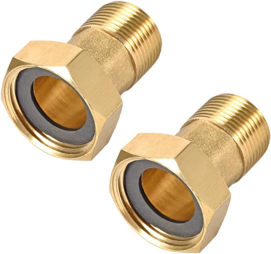 uxcell Brass Pipe Fitting, Hex Nipple, G3/4 Male X G1 Female Threaded Connector Water Meter Coupling 49mm Length 2Pcs