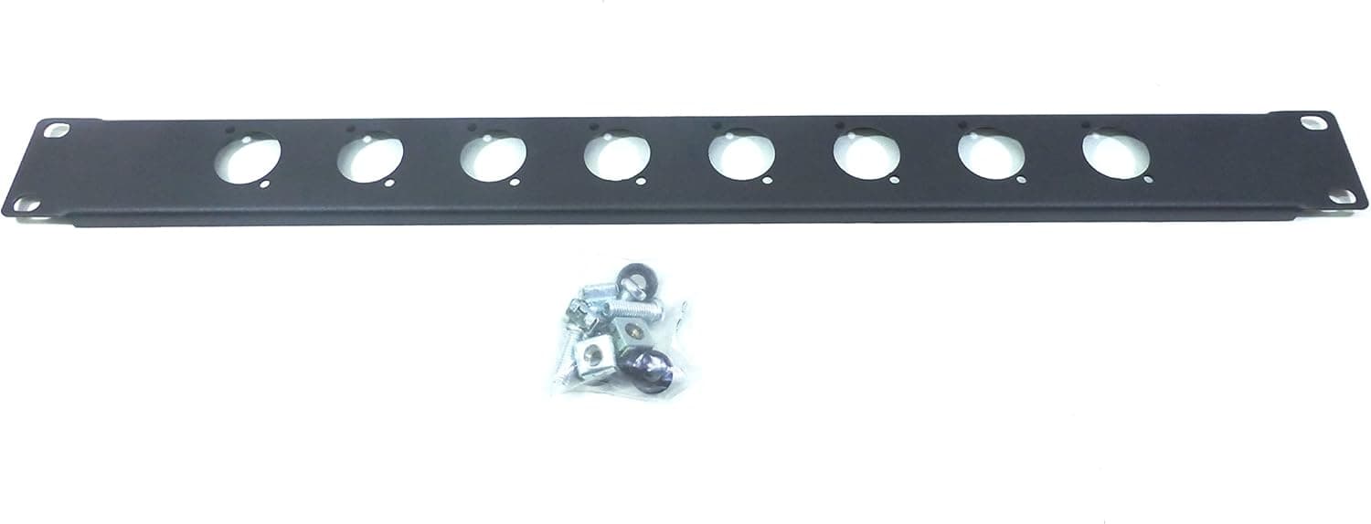 1U (Space) Black Heavy Duty Rack Case Panel w/ 8 XLR Cutouts 19" X 1.75"