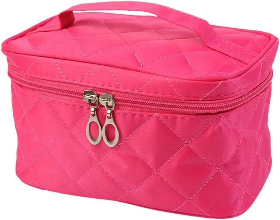 DZT1968® Large Cosmetic Bag Travel Makeup Organizer Case Holder With Mirror (Hot Pink)
