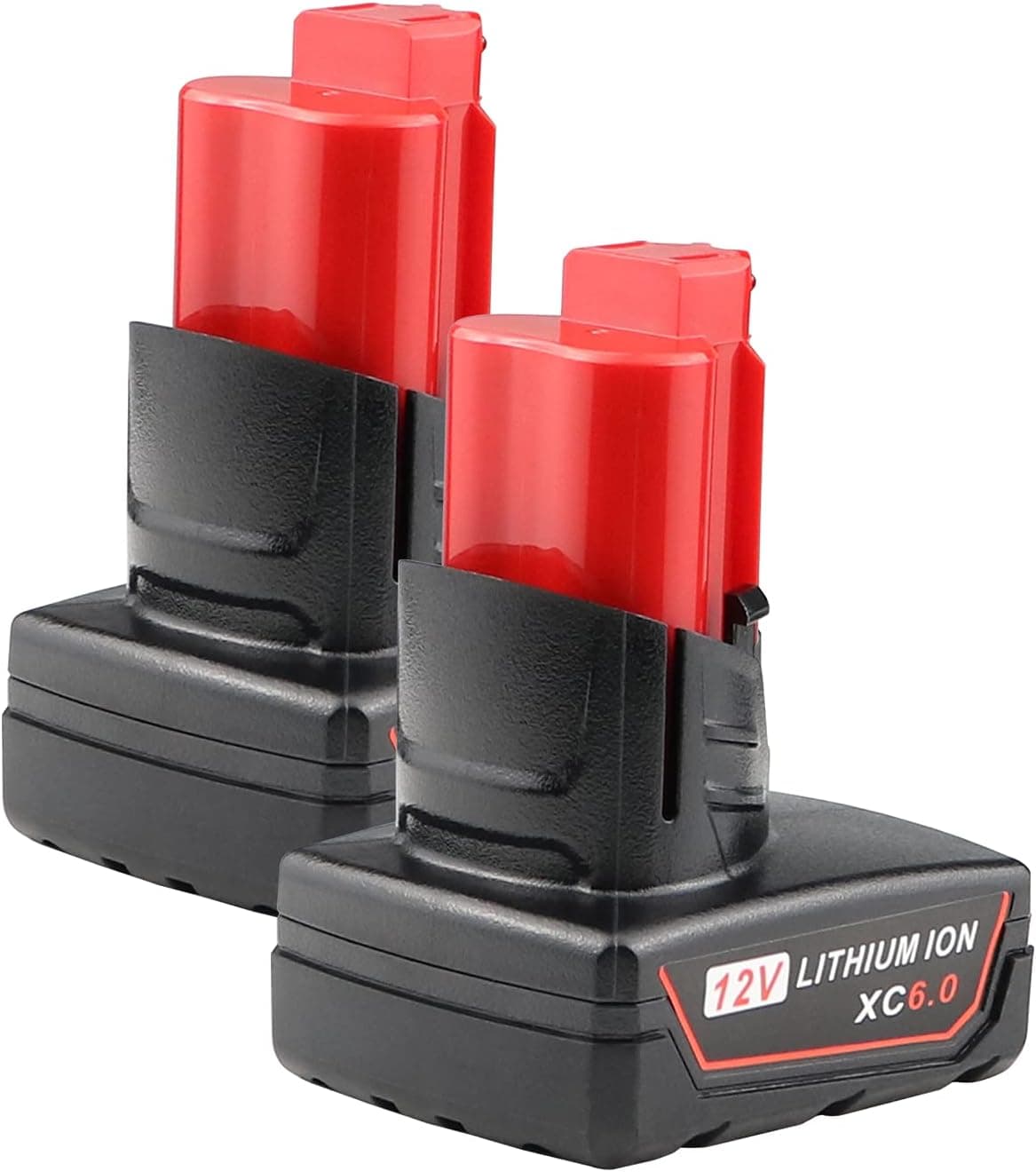 Powerost 2Packs 6Ah 12V Replacement Battery Compatible with Milwaukee M12 48-11-2410 48-11-2420 48-11-2411 48-11-2401 48-11-2402 Cordless Power Tools Battery, 5.47x5.04x4.09 inches