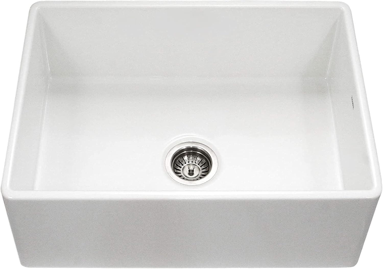 Houzer Farmhouse Platus Apron Front 30 Inch Fireclay Single Bowl Kitchen Sink, White, PTS-4100 WH