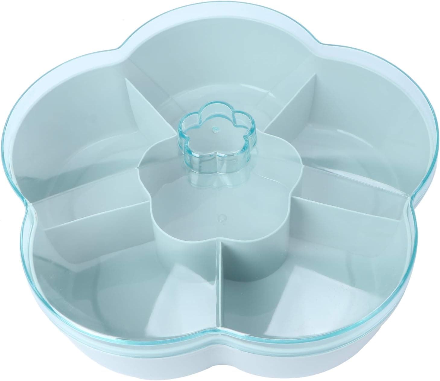 Hemoton Plastic Serving Trays with Lid Candy Nut Serving Container Appetizer Tray 4 Compartment Food Storage Lunch Organizer Divided Snack Plate Platter Green