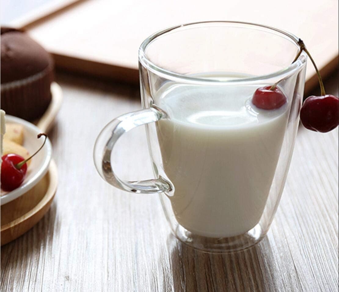 Double wall glass coffee mug，Glass Cup,Coffee Cup , Milk Cup,Double-Wall Glass with Handmade (Set of 2) (Glass)