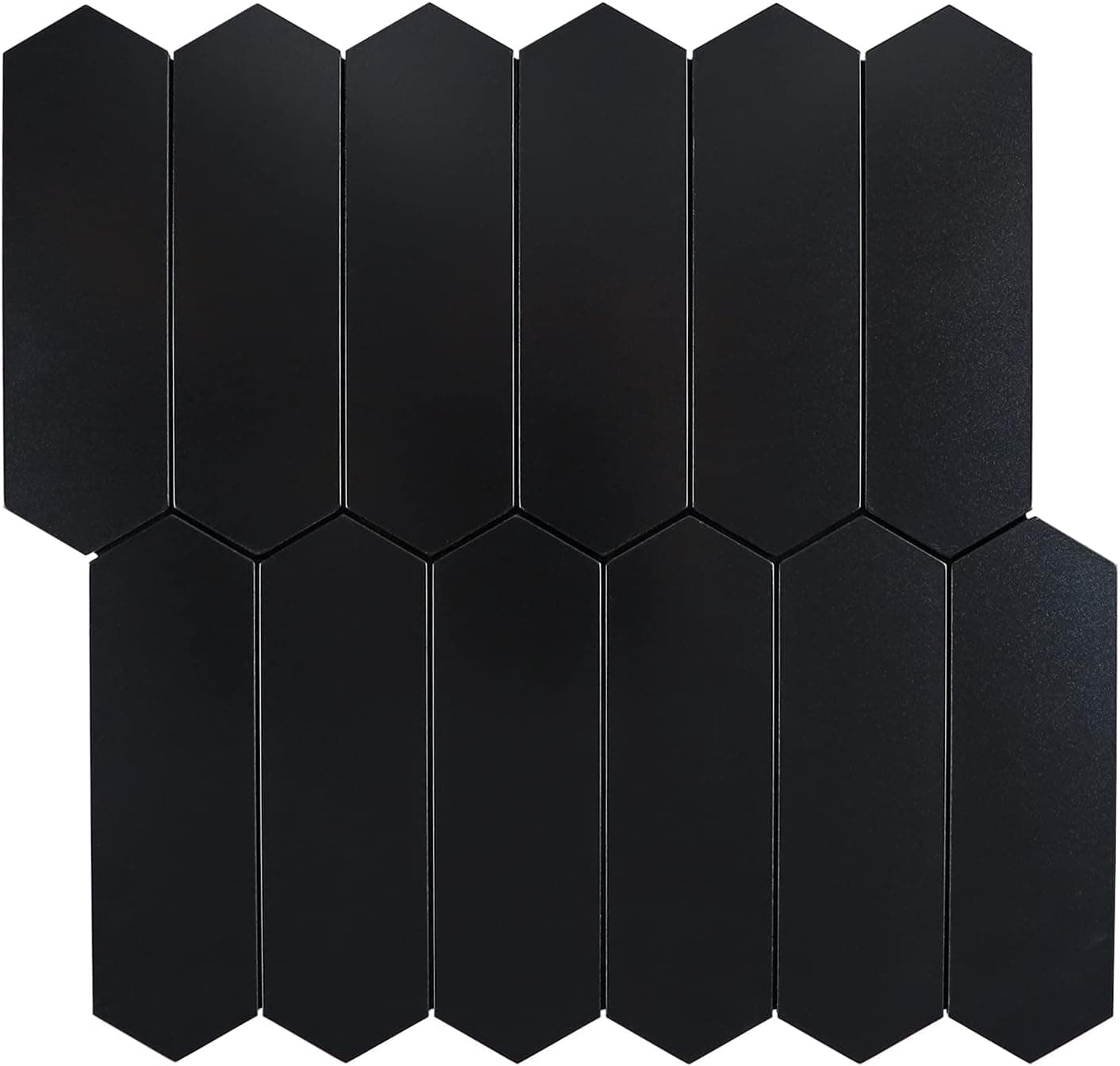 Miscasa Black Peel and Stick Picket Backsplash Tile, Ceramic Look Long Hexagon Self Adhesive Stick on Wall Tiles for Kitchen Bathroom, Pack of 12