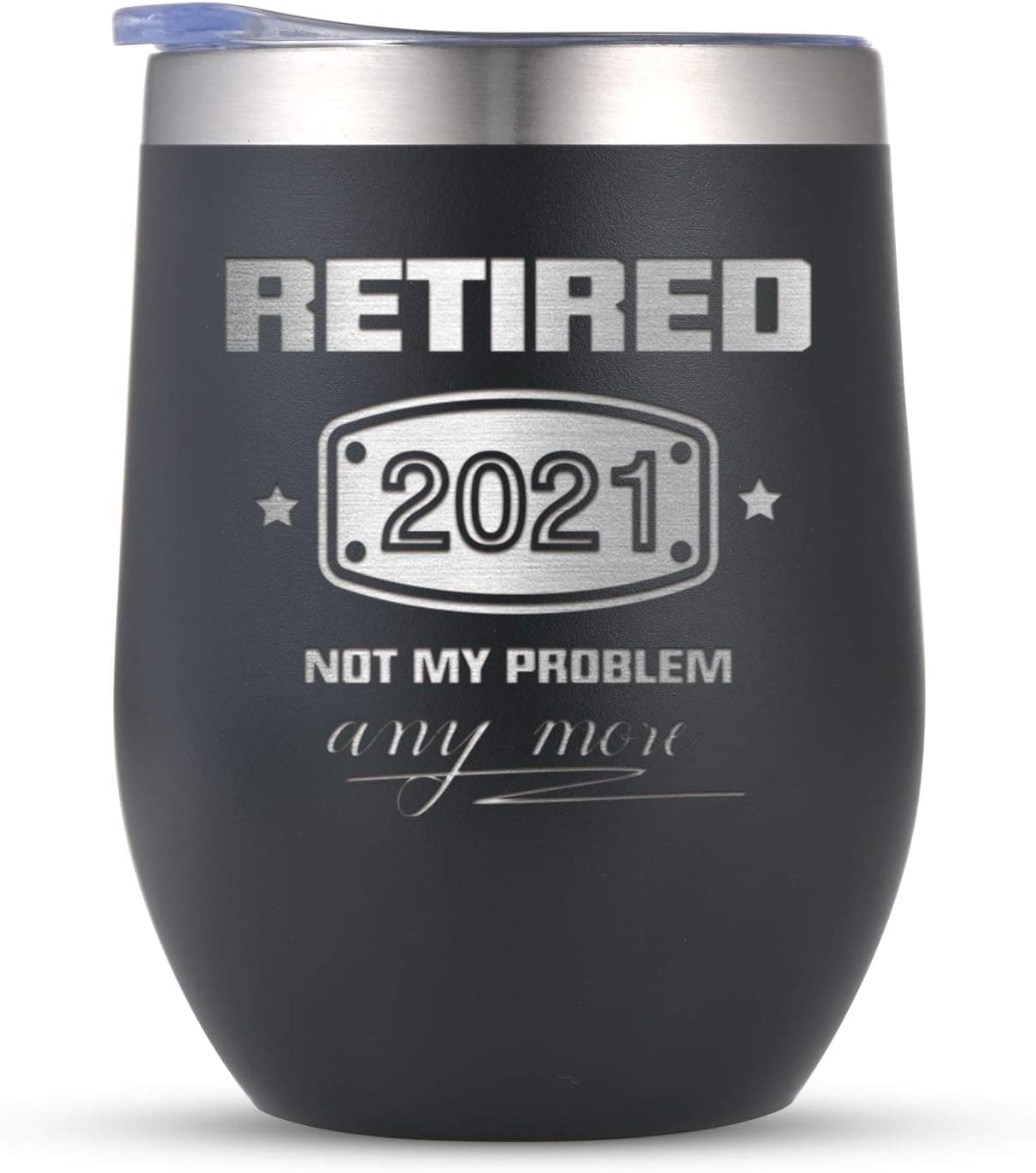 2021 Retirement Gifts for Men and Women, Funny Retired 2021 Not My Problem Any More Tumbler Gift 12 oz Black, Retiring Present Ideas for Office Coworkers, Boss, Husband, Dad, Brother, Friends