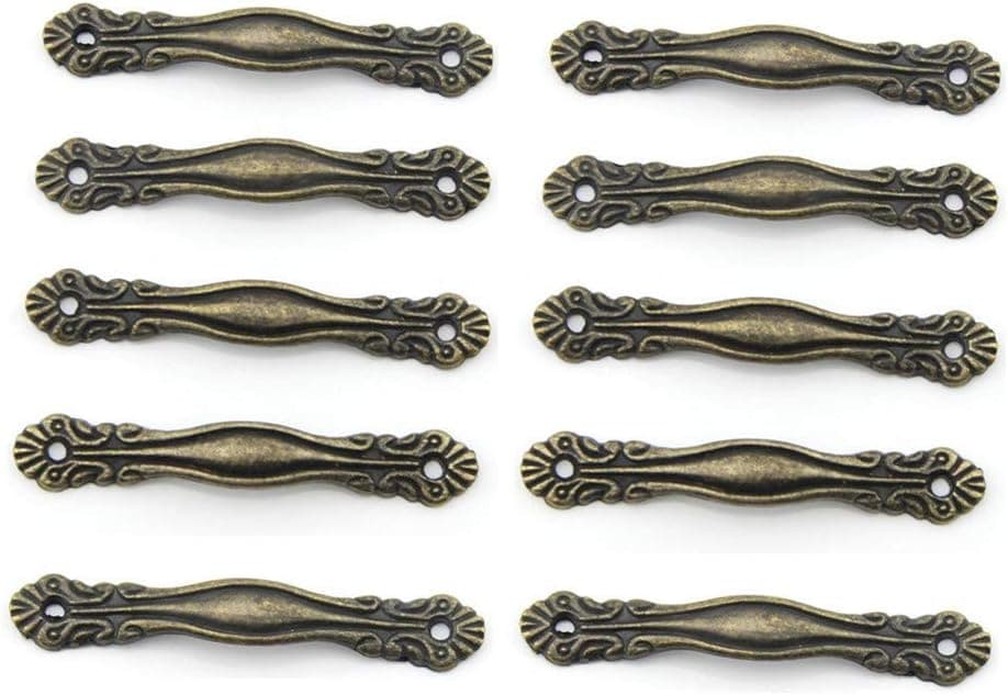 QMseller 10pcs 65x10mm European Style Antique Bronze Mini Cabinet Handle Drawer Pull Jewelry Box Handle
