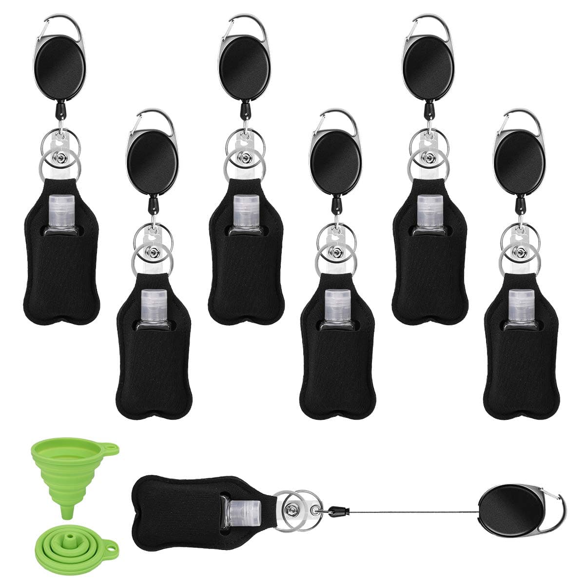 DARUNAXY Empty Travel Bottle with Stretchable Lanyard travel bottle - Multi-function Bottles for Soap, Lotion, and Liquids - Small Size Flip Cap Reusable Beauty Bottles with Keychain 30ML (6PC)