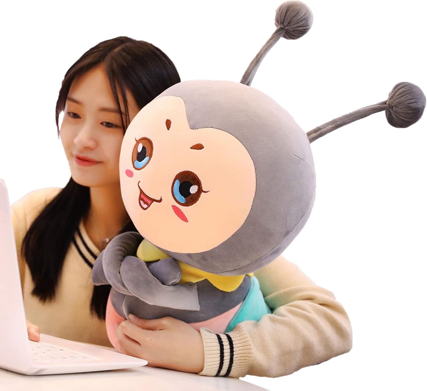 RANOGI Cute 20 Inch Bee Stuffed Animals Honeybee Plush Toys Huggable Honey Bee Plushies Adorable Stuffed Animals for Kids and Lovers in Birthday, Valentine's Day, Christmas.... (Gray)