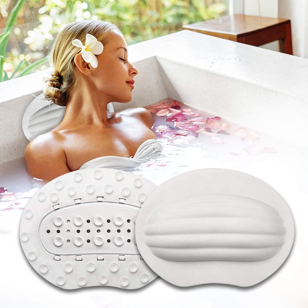 TPR Material Bath Pillow, SPA Bath Tub Pillow with 40 Suction Cups Ergonomic Bath Tub Pillow for Head, Neck and Back Support.(13.5X 9.8 x 1.8 in)…
