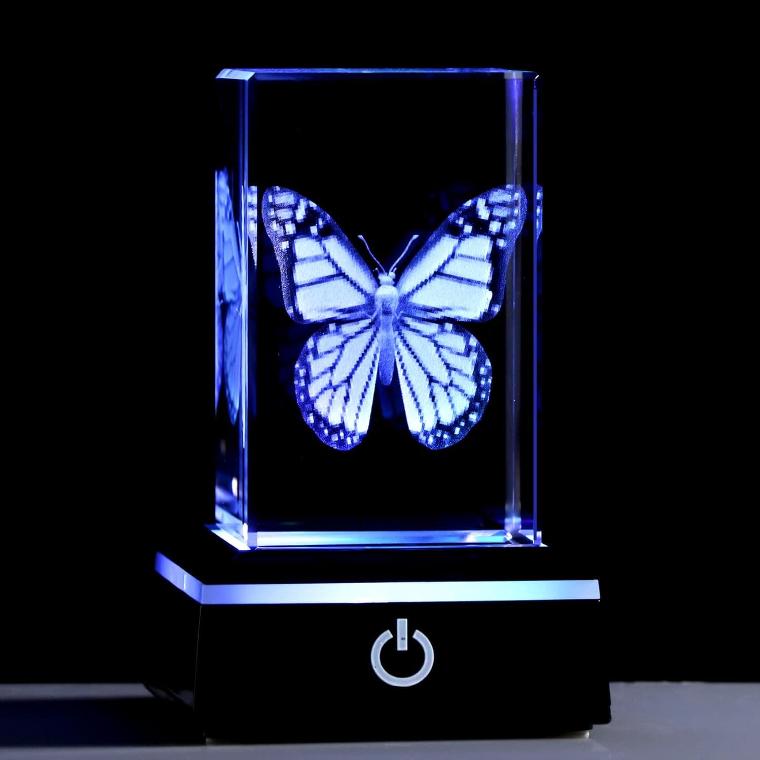 Movdyka 3D Crystal Etched Butterfly Gifts for Women, Butterfly Decorations with LED Light Base for Birthday Party & Room, Crystal Keepsakes & Paperweight