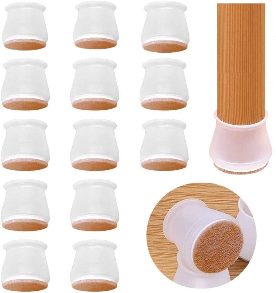Furniture Silicone Protection Cover—40pcs Silicone Chair Legs Floor Protectors Caps ，Furniture Leg Caps with Felt Pads, Move Furniture Quietly and Protect Your Floors from Scratches (Brown)