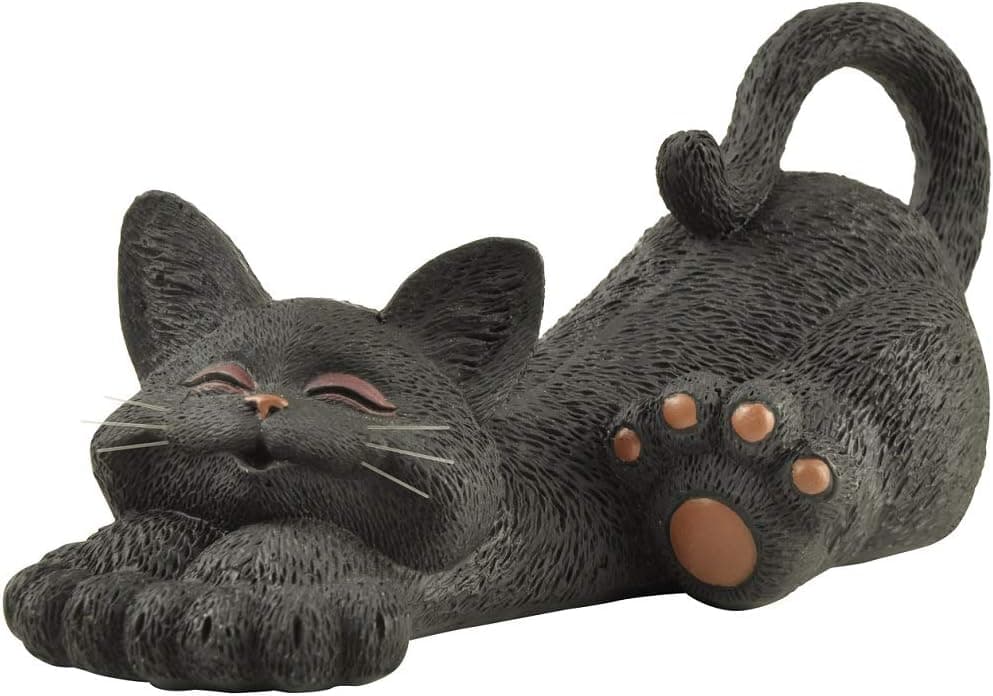 Whimsical Black Cat Lounging Figurine Cute Collectible - Happy Cat Collection - Cat Lover Gifts for Women, Cat Lover Gifts for Men, Cute Cat Gifts, Cat Office Desk Accessories, Cat Desk Decoration