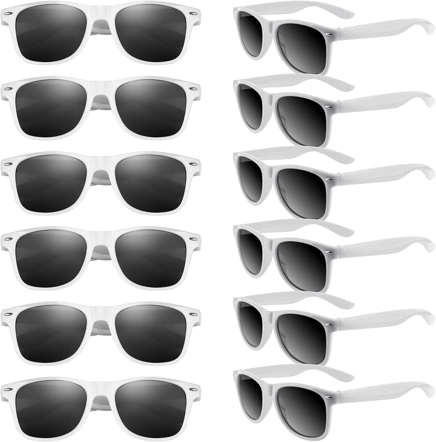 TUPARKA 12 Pack Sunglasses in Bulk School Party Goody Bag Fillers for Birthday Party Beach Pool Party, White