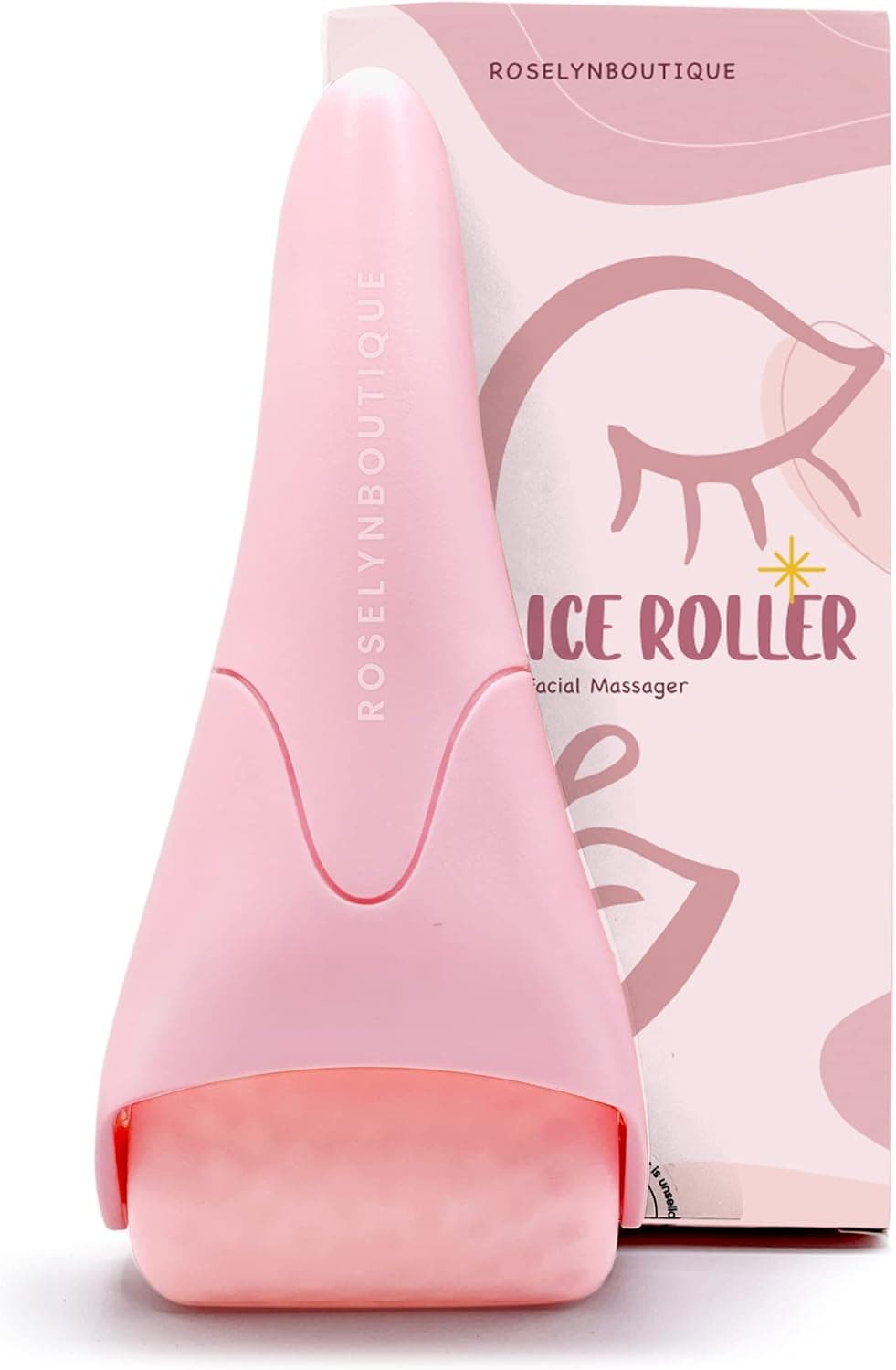 ROSELYNBOUTIQUE Cryotherapy Ice Roller for Face Wrinkles Fine Lines Puffiness Massager Facial Skin Care Tools Self Care Gifts for Men Women (Pink)
