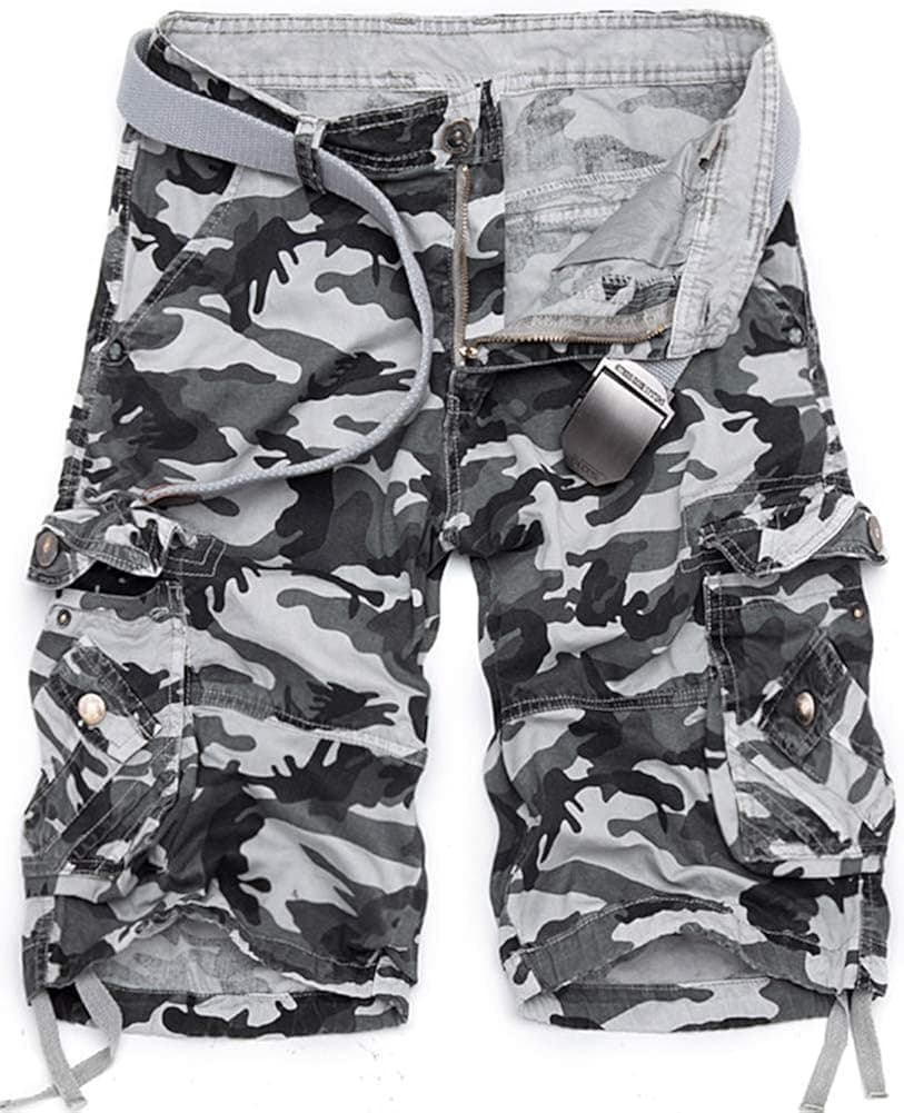 Amxiway Men's Cotton Camo Multi Pockets Outdoor Wear Casual Twill Camouflage Cargo Shorts