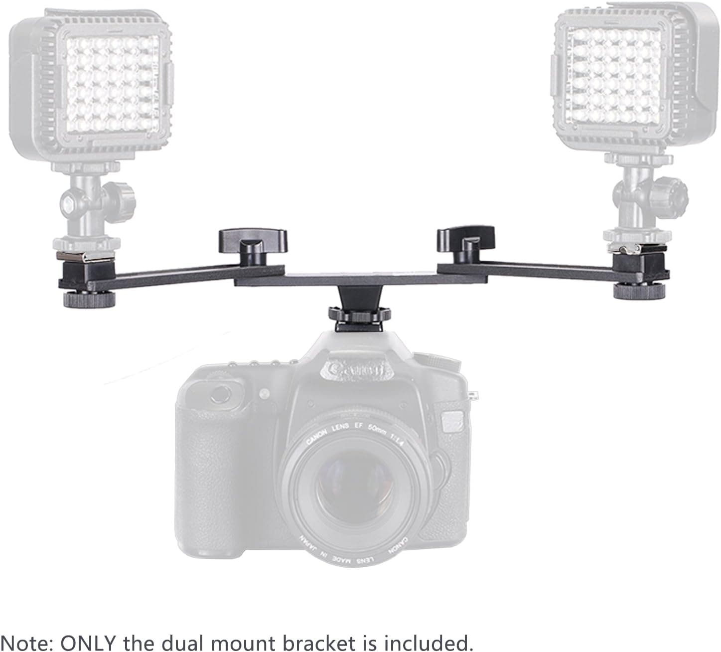 Neewer 7"/18cm Dual Mount Bracket Arm with 2 Cold Shoe Solid Steel for CN-160, CN-126, CN-216 and Other Off Camera Video Lights, Speedlite Microphones or Monitors on Cameras and Camcorders