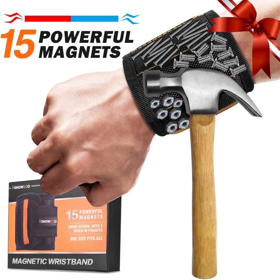 Magnetic Wristband - Super Strong Magnets with Breathable Material, Adjustable Wrist Strap for Holding Screws, Nails, Bolts, Drill Bits and Small Tools - Best Unique Tool Gift for DIY Handyman