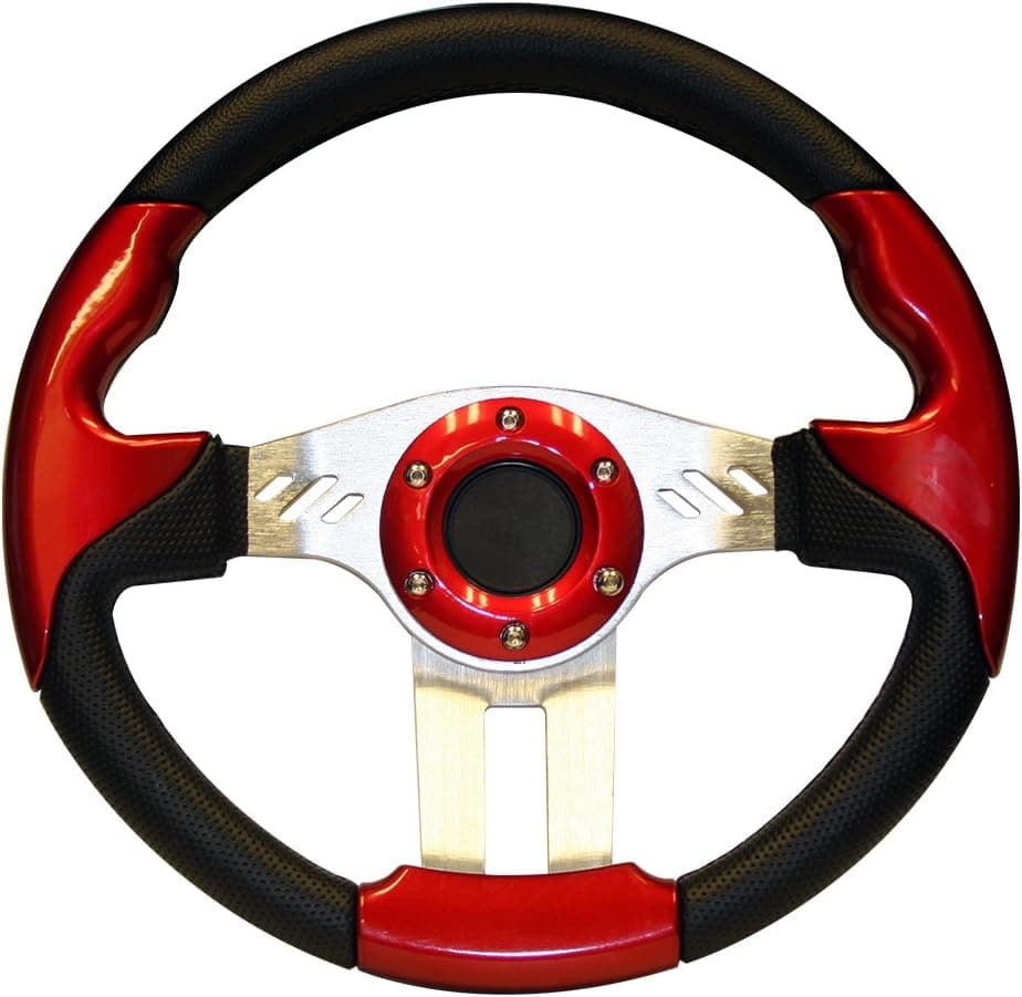 PF12085PKG Club Car 13 Inch Steering Wheel in Red (DS with Chrome Adapter)