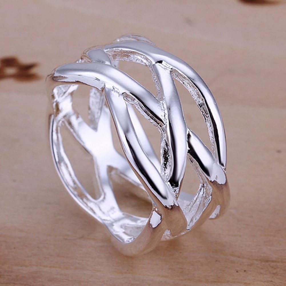 fourHeart Jewelry Womens 925 Sterling Silver Plated Double "X" Criss Cross Eternity Ring Wedding Band
