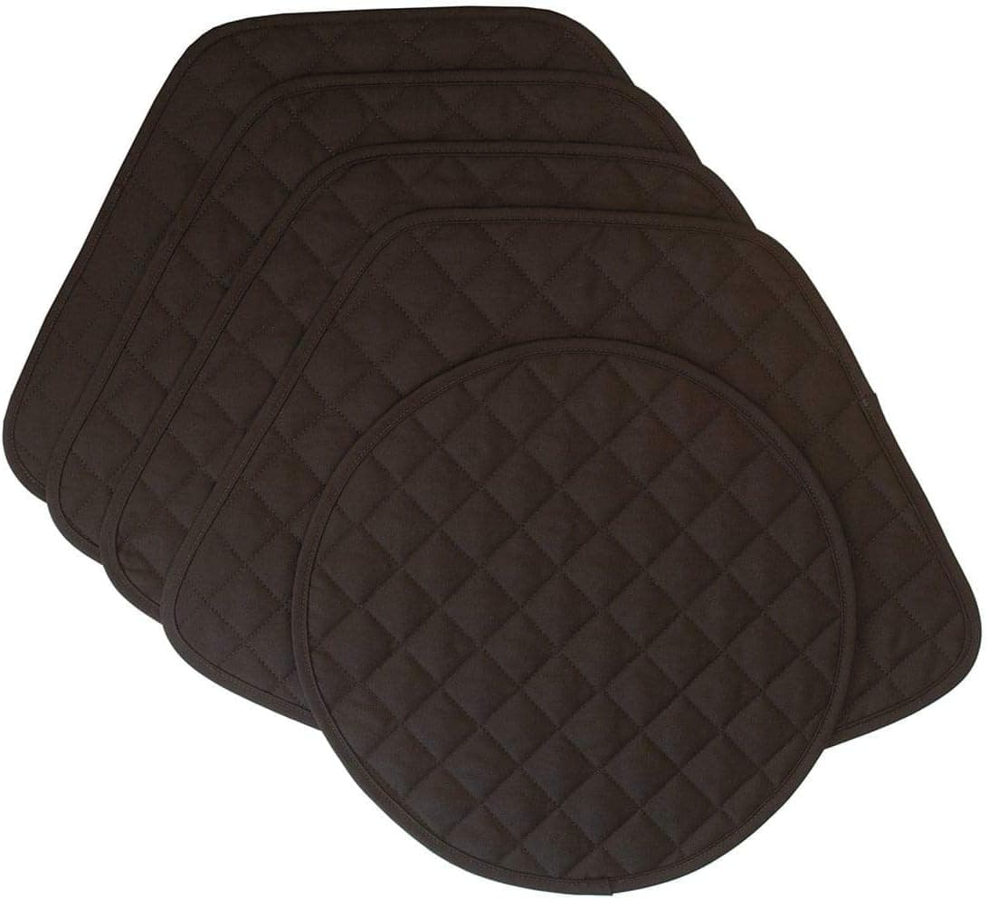 Sweet Pea Linens Solid Black Quilted Wedge-Shaped Placemats - Set of Four Plus Center Round-Charger