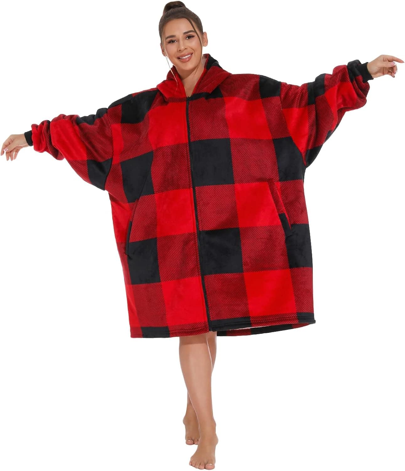 BALEINEHOME Oversized Wearable Blanket Hoodie, Thick Sherpa Fleece Super Warm Blanket Sweatshirt