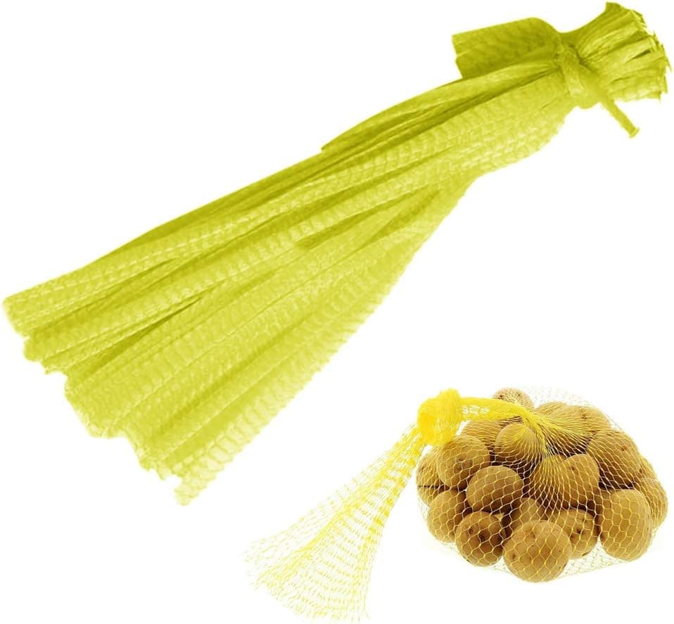 OrangeTag Reusable Fruits Mesh Bag/Plastic Mesh Produce and Seafood, 24", Package of 100(Yellow)