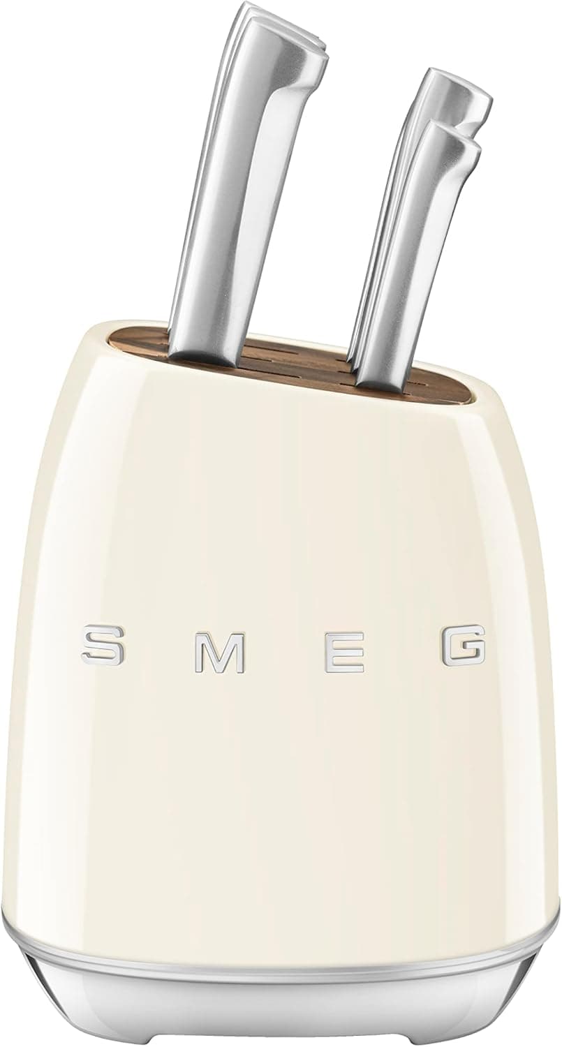 Smeg Cream Stainless Steel Knife Block Set