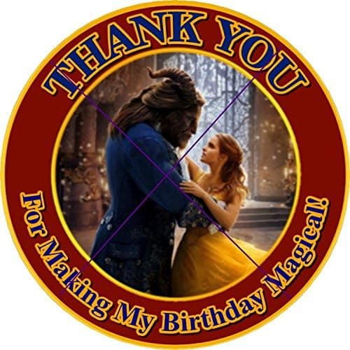 12 BEAUTY AND THE BEAST the Movie - Birthday Party Favor Stickers/Labels for Gift, Goody Treat Bag (2.5 inches circle stickers, bags not included)