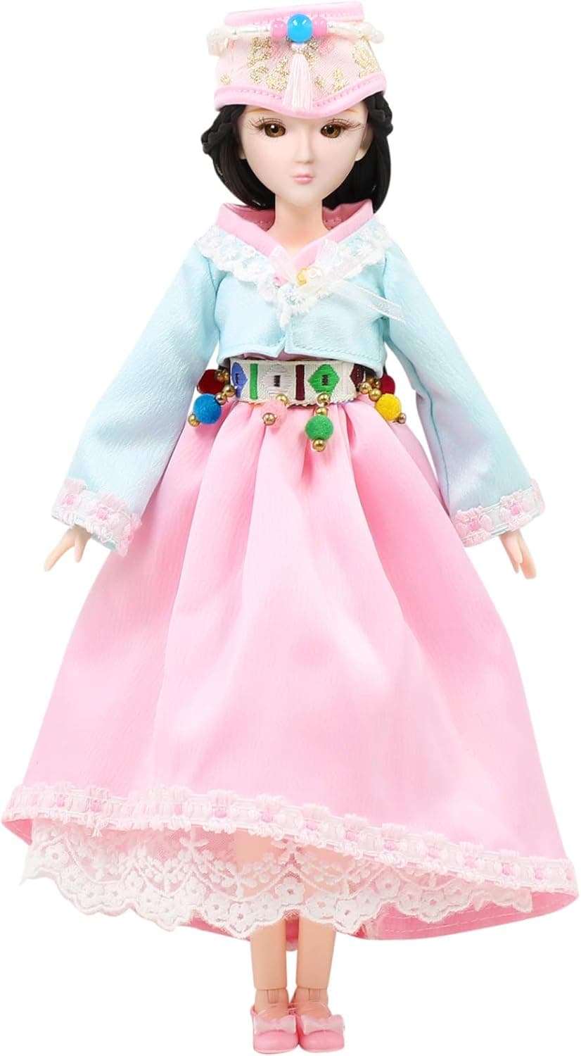 ICY Fortune Days 10 inch 1/6 Scale Travel Girl Series Ball Jointed Doll with Black Hair, Wearing Traditional Korean Hanbok, 18 Movable Joints, Best Gift for Girl(Saira)