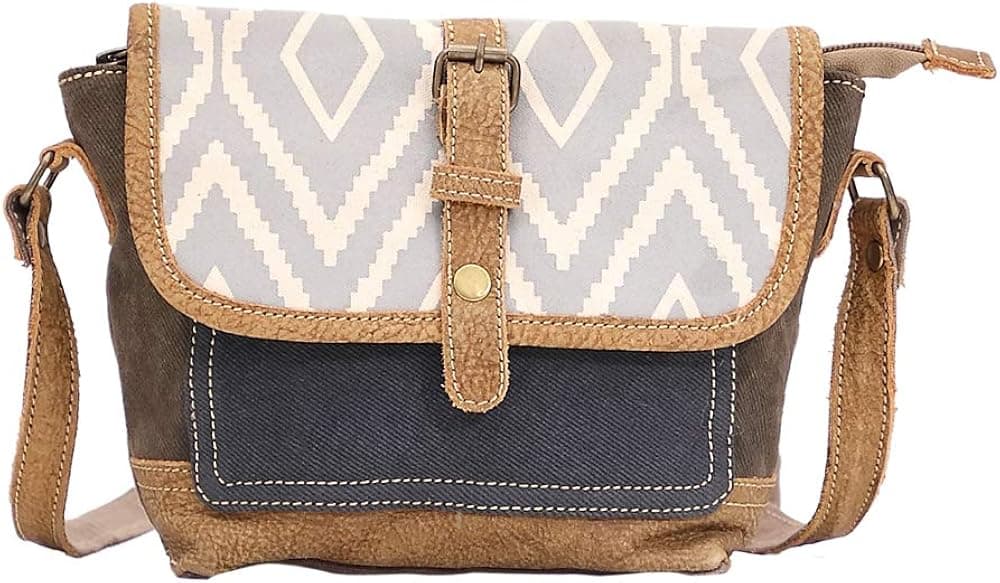 Myra Bag Loop Upcycled Canvas & Cowhide Crossbody Bag S-1519