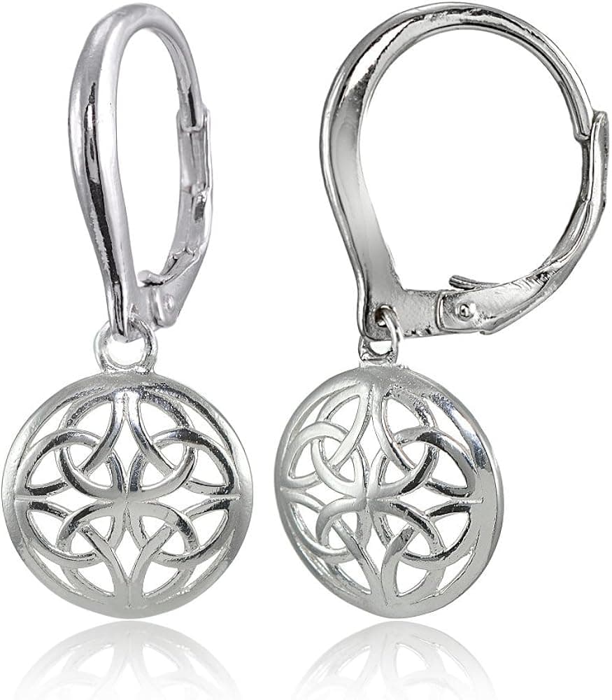 Hoops & Loops 925 Sterling Silver 30mm Filigree Round Dangle Leverback Earrings for Women Teen Girls, Silver, Yellow Gold & Rose Gold