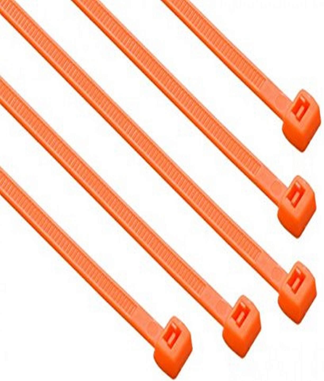 South Main Hardware 848147 8-in 100-Pack, 75-lb, Hi-Vis Orange, Standard Nylon Cable Tie, 8", 100 Piece