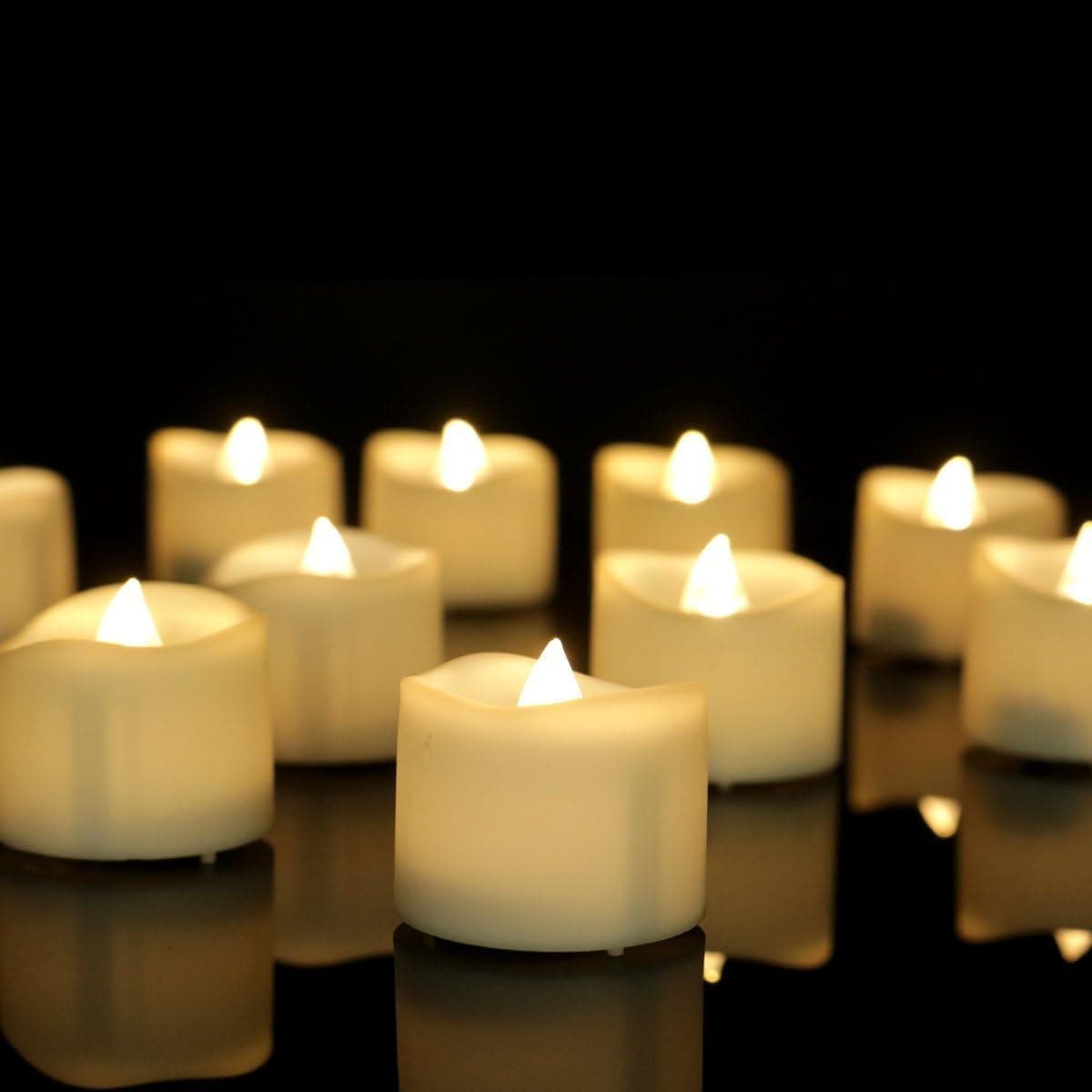 Electric Candles Battery Operated with Timer Flickering Light Small Pillar Votives Bulk Flameless Tea Lights Long Lasting 72-100 Hours Led Candles with Batteries for Windows Candelabra 12 PCS
