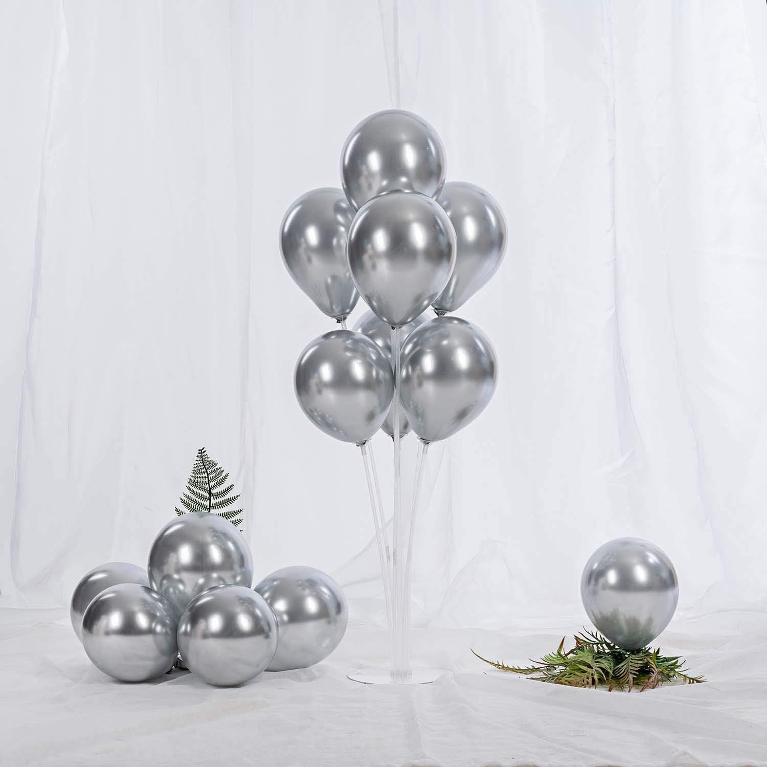 60 PCS 5 Inch Sliver Chrome Balloons Metallic Party Latex Helium Balloon