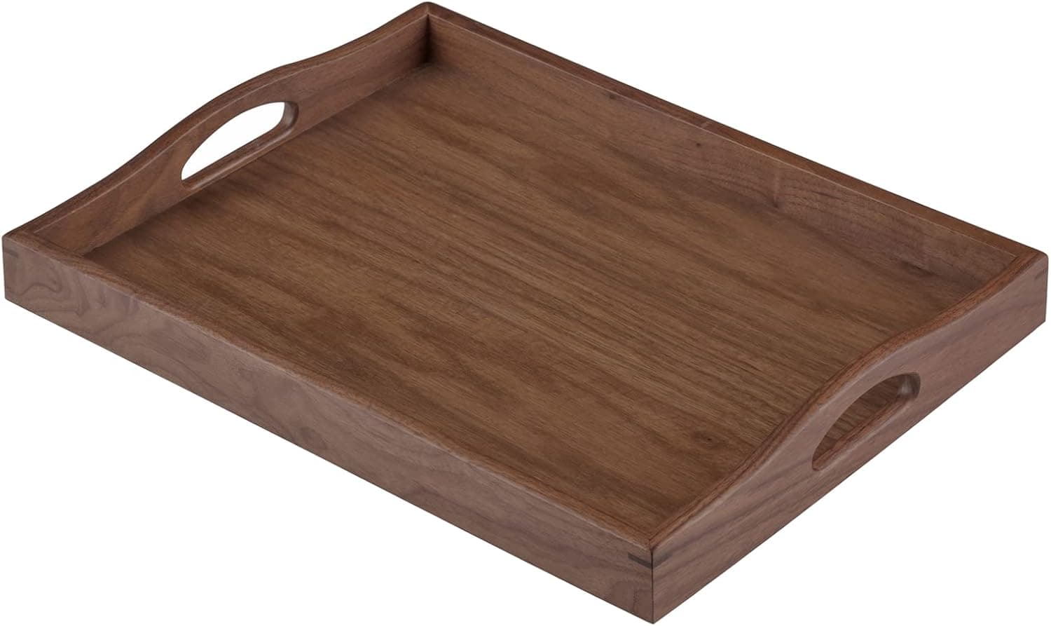 Royalling Walnut Wood Serving Tray with Handle Serve Coffee Tea Cocktails Appetizers Rectangle Breakfast Bed Wood Tray Wooden Decorative Serving Tray (15.7X11.8 in)