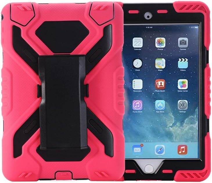 ipad pro 9.7 Case, Feitenn Shockproof Kid Proof Defender Soft silcone PC Dual Layer Full cover case with stand kickstand Rainproof Sandproof 9.7 inch ipad pro for kids (Pink/Black)