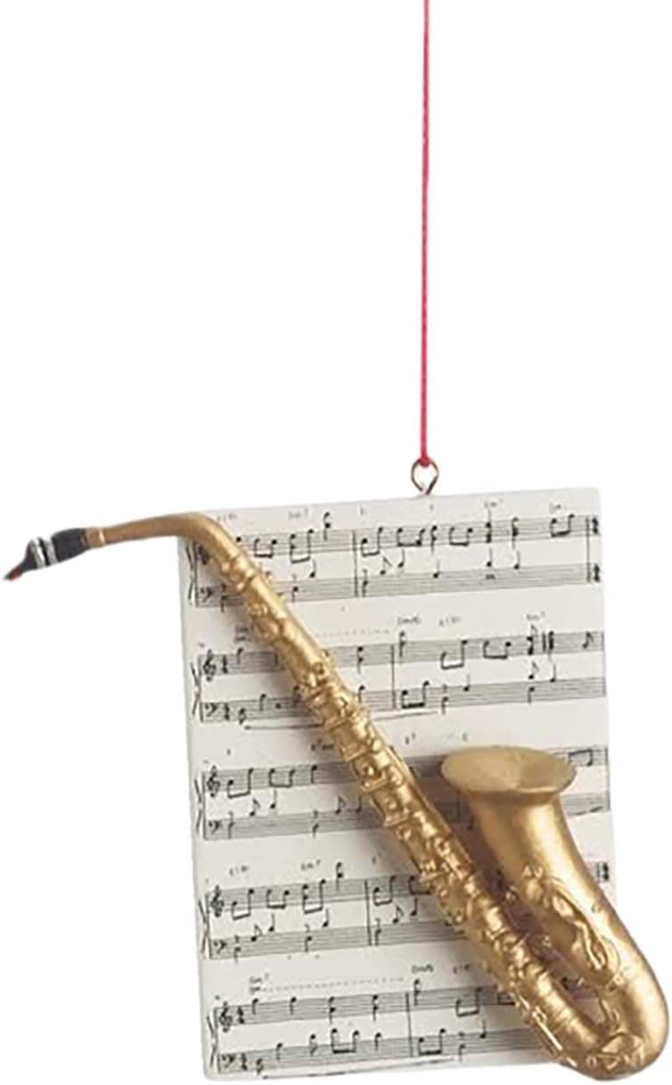 Midwest CBK Saxophone Brass Instrument Resin Stone Christmas Ornament Figurine