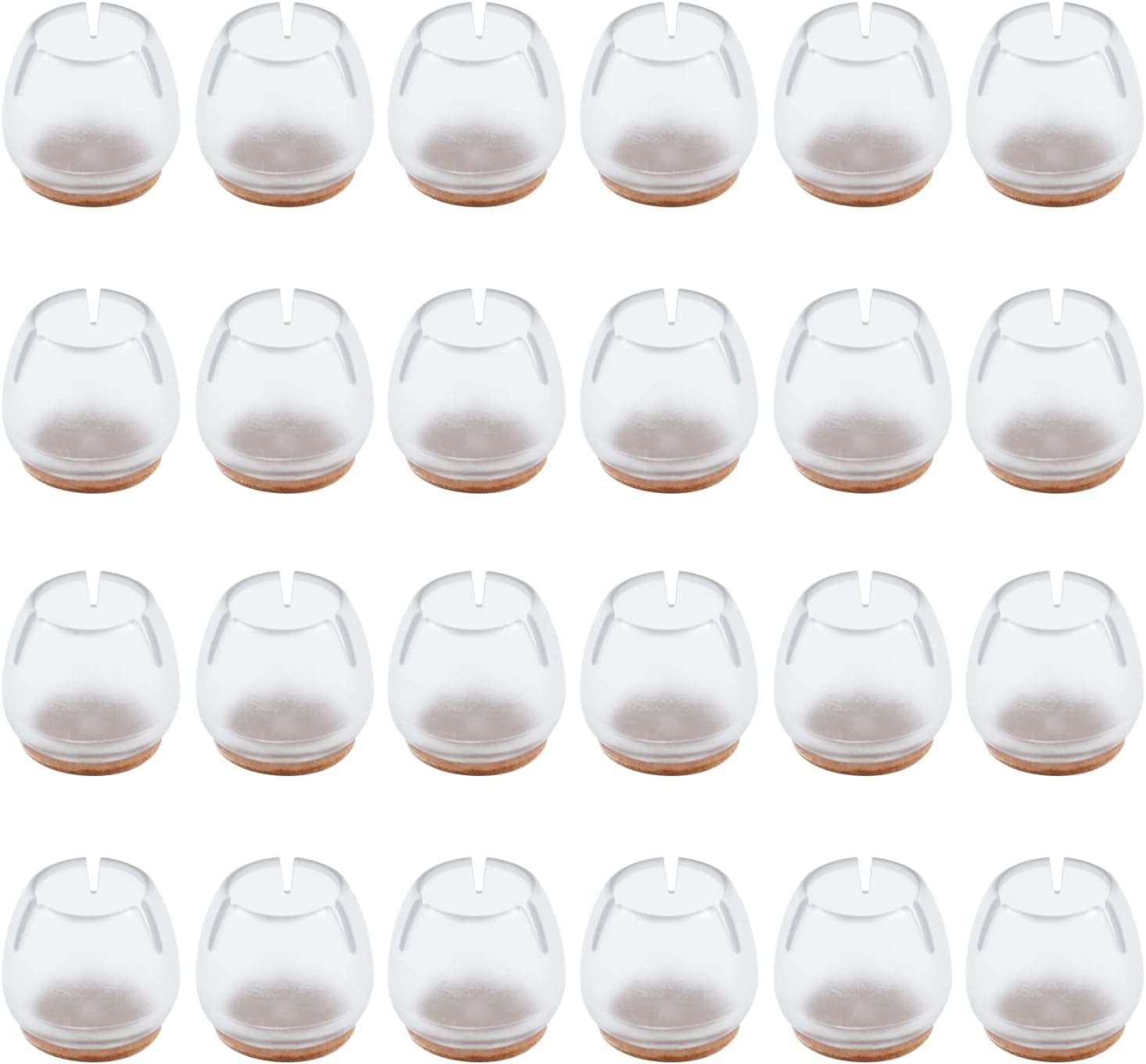 Antrader 24pcs Silicone Furniture Pads Floor Protectors Non-Slip Sofa Chair Table Leg Cap with Felt Pads Fit Round Diameter 1" to 1.2" (2.5-3cm) Clear