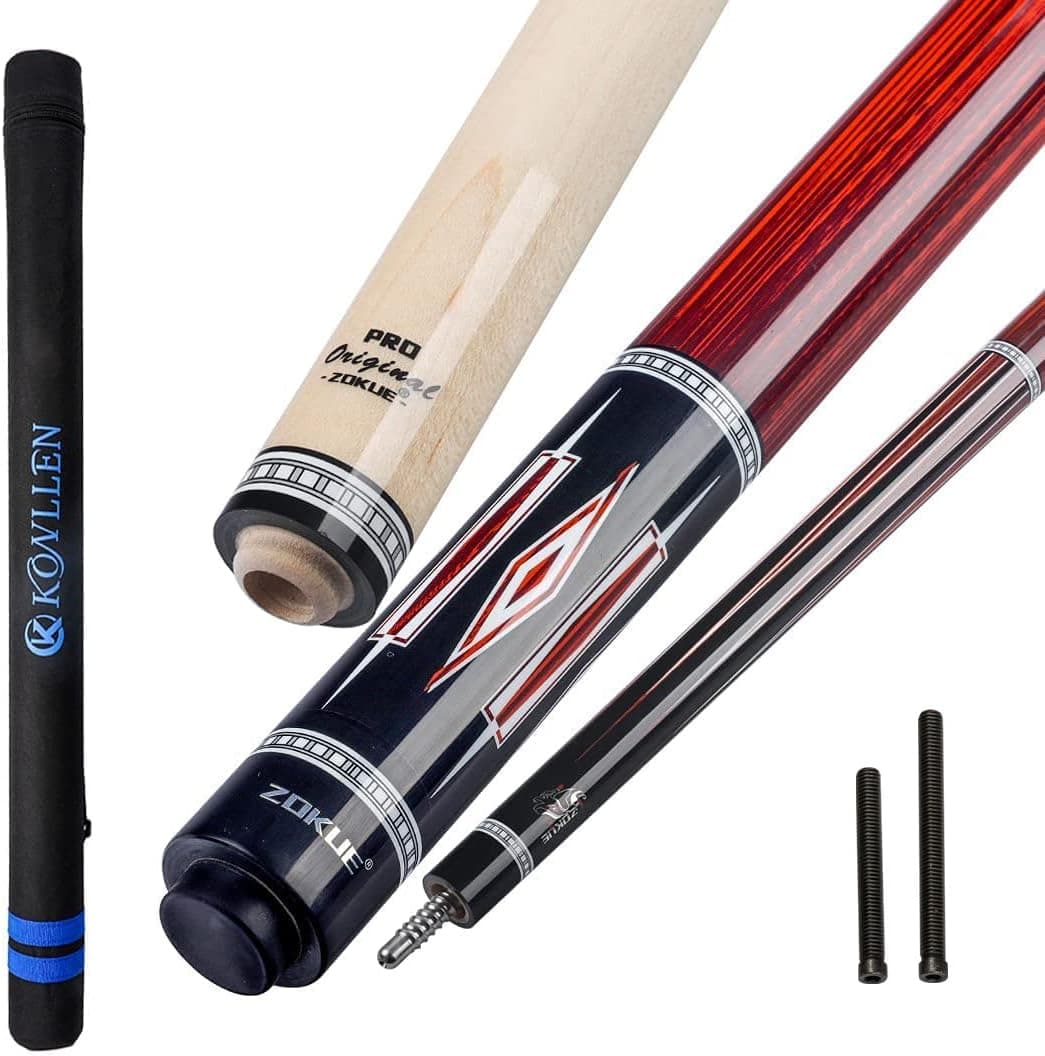 KONLLEN 3 Cushion Carom Cue Stick Billiard Cue Stick Kit with Case (142cm, 12mm Sea-Eye Tip, Radial Pin Joint, Adjustable Weight, Carom Professional Taper)