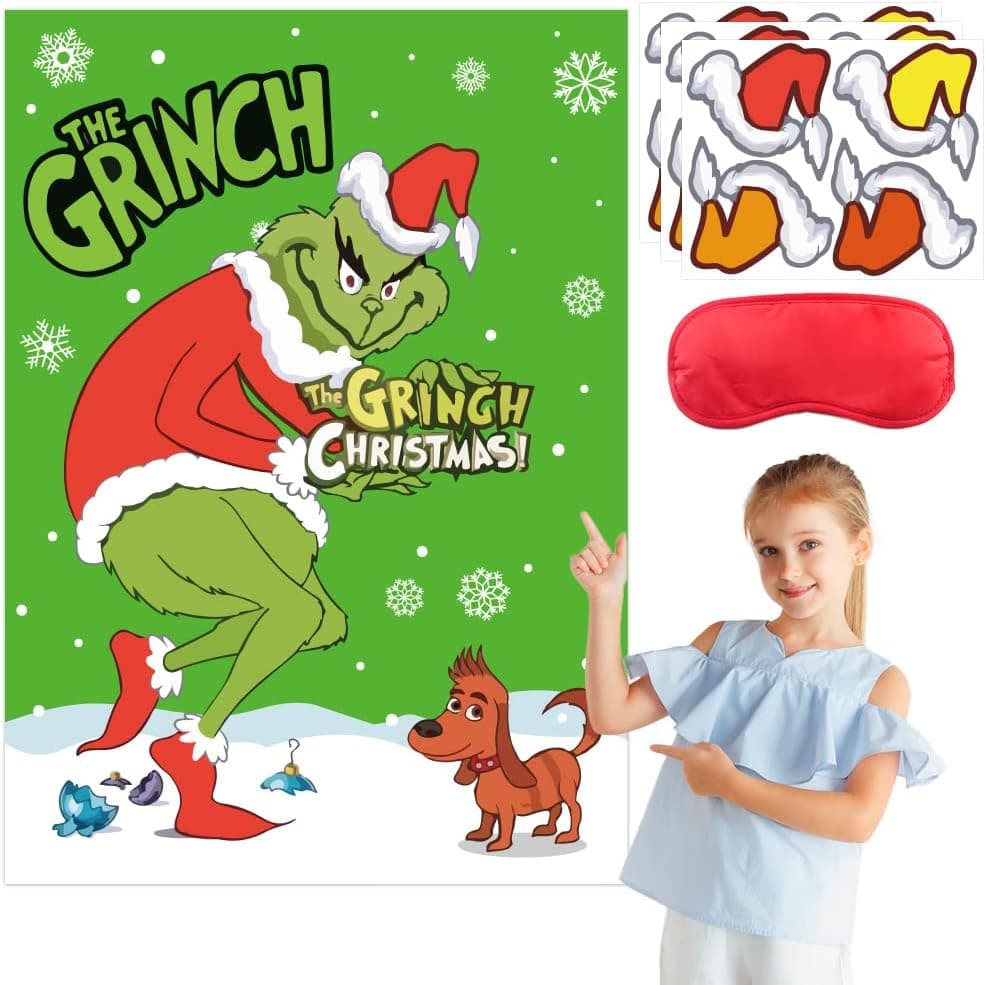 Christmas Games for Kids, Pin The Hat on Christmas Games for 24 Players, Holiday Family Party Games, Party Supplies Gifts for Kids